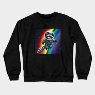 Rainbow Raccoon Astronaut Crewneck Sweatshirt